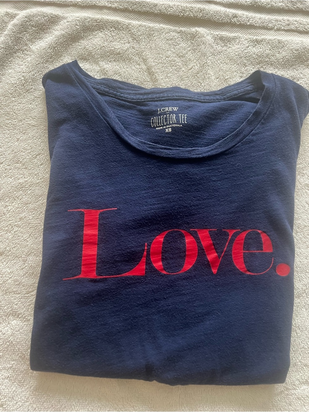 J. Crew women Navy Tee with Red "Love" Graphic. True Love🩷